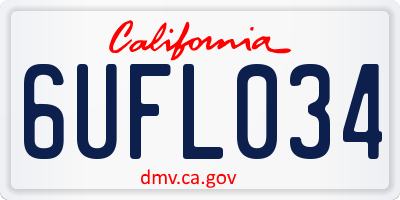 CA license plate 6UFL034