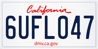 CA license plate 6UFL047