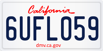 CA license plate 6UFL059