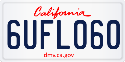CA license plate 6UFL060