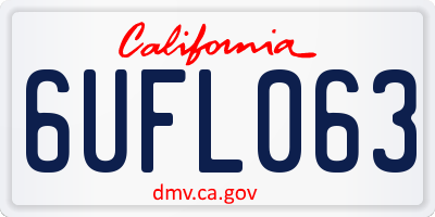 CA license plate 6UFL063