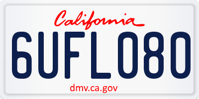 CA license plate 6UFL080