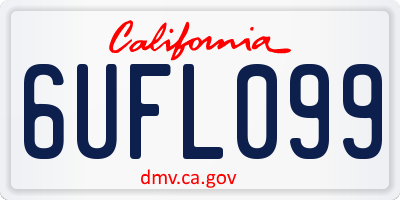 CA license plate 6UFL099