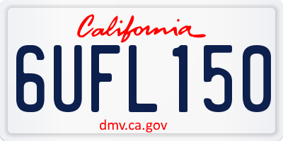 CA license plate 6UFL150