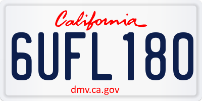 CA license plate 6UFL180