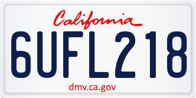 CA license plate 6UFL218