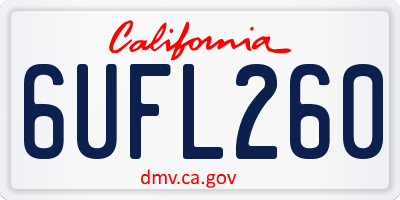 CA license plate 6UFL260