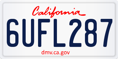 CA license plate 6UFL287