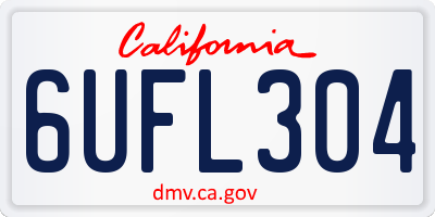 CA license plate 6UFL304