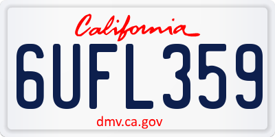 CA license plate 6UFL359