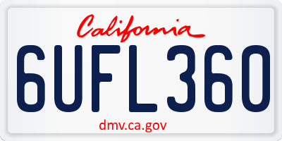 CA license plate 6UFL360