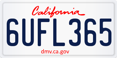 CA license plate 6UFL365