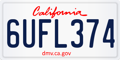 CA license plate 6UFL374