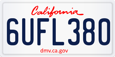 CA license plate 6UFL380
