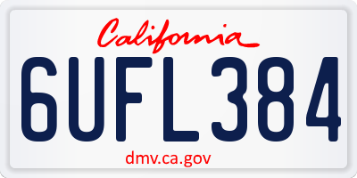 CA license plate 6UFL384