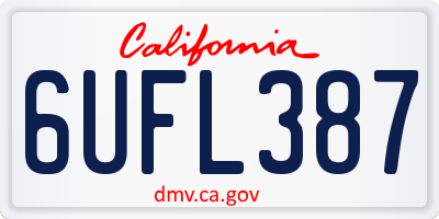 CA license plate 6UFL387