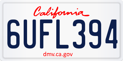 CA license plate 6UFL394