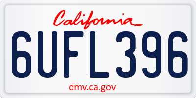 CA license plate 6UFL396