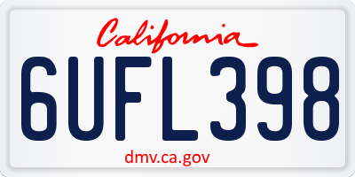 CA license plate 6UFL398