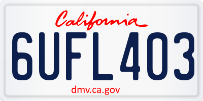 CA license plate 6UFL403