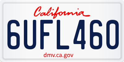CA license plate 6UFL460