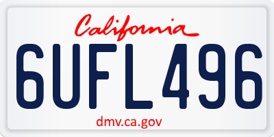 CA license plate 6UFL496
