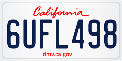 CA license plate 6UFL498