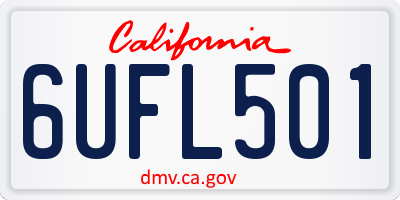 CA license plate 6UFL501