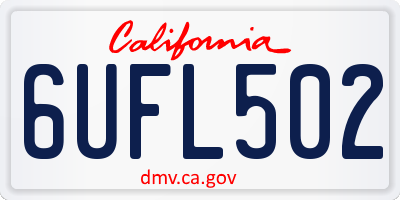 CA license plate 6UFL502