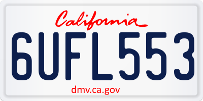CA license plate 6UFL553