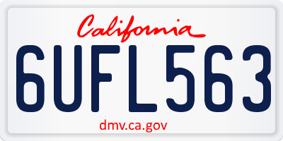CA license plate 6UFL563