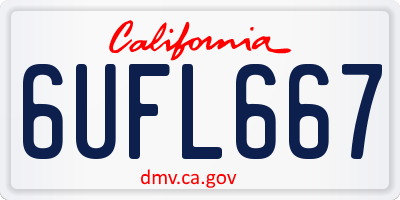 CA license plate 6UFL667