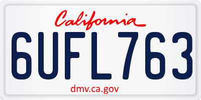 CA license plate 6UFL763
