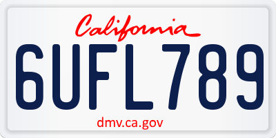 CA license plate 6UFL789