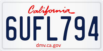 CA license plate 6UFL794