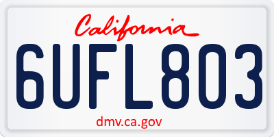 CA license plate 6UFL803