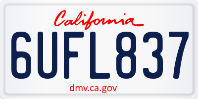 CA license plate 6UFL837