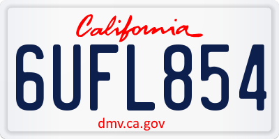 CA license plate 6UFL854