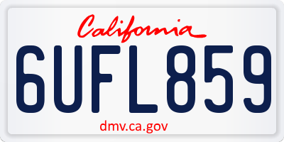 CA license plate 6UFL859