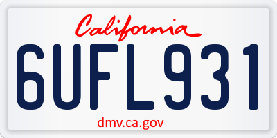 CA license plate 6UFL931