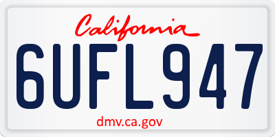 CA license plate 6UFL947