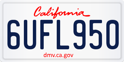 CA license plate 6UFL950