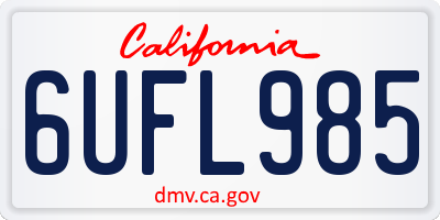 CA license plate 6UFL985