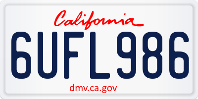 CA license plate 6UFL986