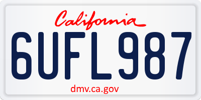 CA license plate 6UFL987