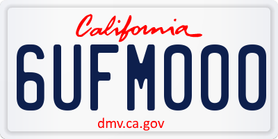 CA license plate 6UFM000