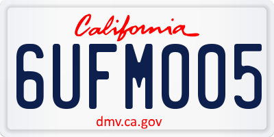 CA license plate 6UFM005