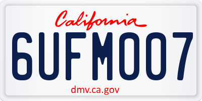 CA license plate 6UFM007