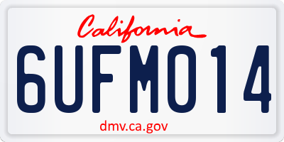 CA license plate 6UFM014