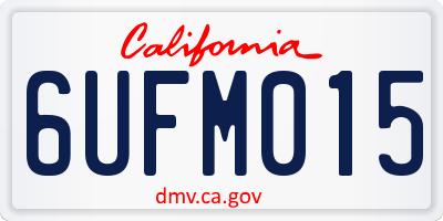 CA license plate 6UFM015